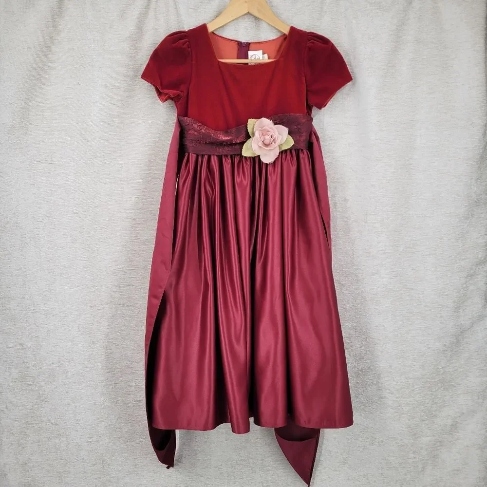 Dimples Vintage Red Velvet and Satin Dress with Formal Dress
